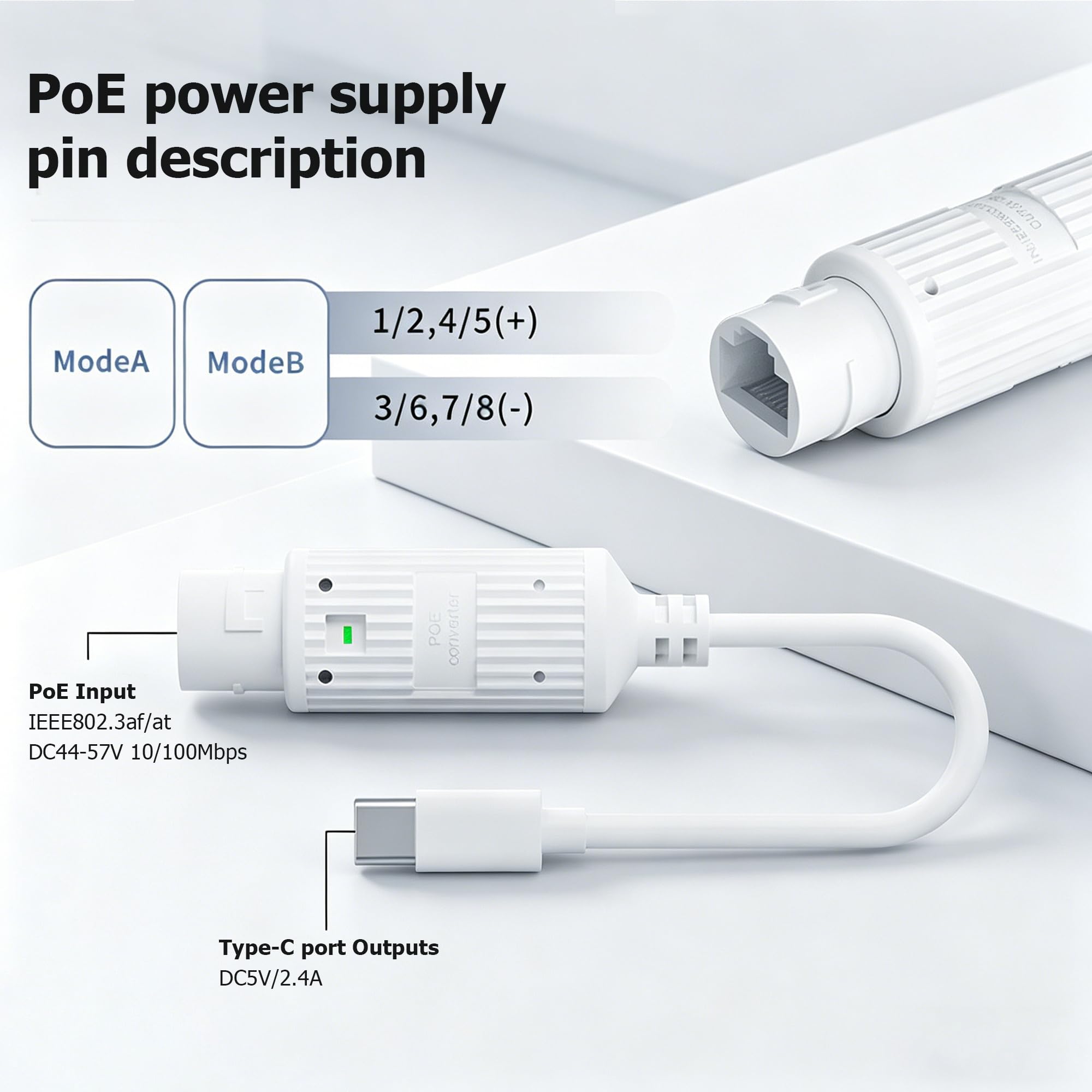 POE to USB-C 電源コンバーター RJ45 メス  - Power Over Ethernet のレビューと価格
